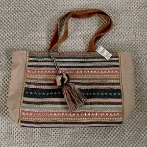 NWT! Women’s Evelyn K Boho Embellished Jute Shoulder Bag